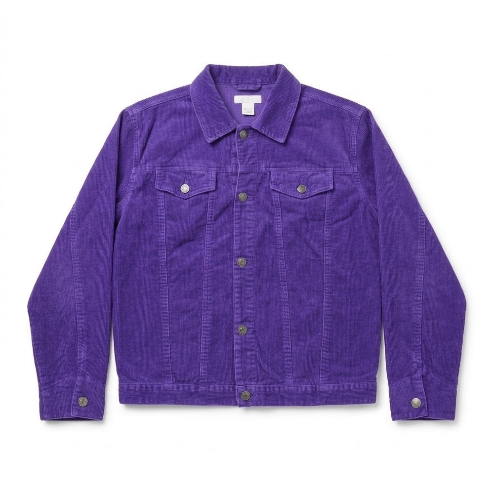 Vintage Cherokee Womens Corduroy Trucker Jean Jacket Small Purple Hong Kong 90s